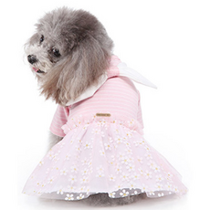 DING DONG PET 寵物波斯菊蝴蝶結連身裙, 粉紅色