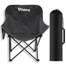 999피싱 야외 휴대용 등받이 캠핑 낚시 등산 접이식 경량 타원형 의자, 블랙, 1개