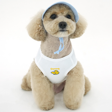 ParisDog 寵物 Peanuts 復古加州涼感T恤 + 帽子套組, 1套, 白色(T恤)