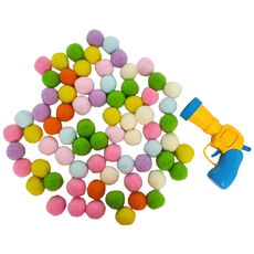 Petca 貓咪羊毛球玩具 100入 + 發射器, 混合顏色, 1套