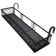 MK 베란다 화분걸이대 일반 난간용 (직각 80 X 20cm) 난간고리2개형, 블랙, 1단