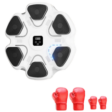 씨와이씨 뮤직복싱 기계 펀치머신 가정용 샌드백 다이어트 기계 스트레스 해소 홈트 글러브 증정, 화이트, 1개