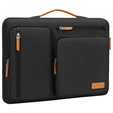 MOSISO 360도 보호 노트북 슬리브 4개의 지퍼 포켓과 핸들이 있는 측면 개방형 휴대용 케이스 MacBook HP Dell Acer ASUS용 블랙