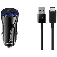 언박싱 유비엑스 차량용 베네치아 퀄컴 3.0 듀얼 2포트 USB 고속 충전기 + C타입 케이블 1.2m 세트, ITS-CC03, 블랙