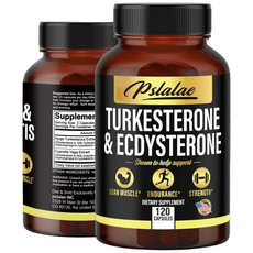 투르케스테론 1000mg 및 에크디스테론 1000mg 보충제 - 제3자 테스트 - 베타 에크디스테론 95% 함유 남성용 투르케스테론 보충제(Ajuga Turkestanica), 1개, 60정