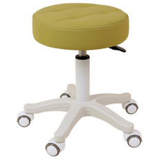 AWC 포그니 바퀴 보조의자 오피스 미용실 병원 바퀴의자 원형 회전 보조 바퀴 의자 원형스툴, 그린, 1개