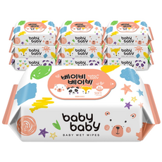 베이비베이비 소프트 80매 10팩 리필형 아기물티슈, 52g, 10개