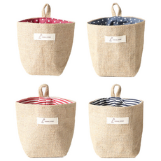 Ants 自然風格壁掛式收納籃, 紅色圓點, 藍色圓點, 紅色條紋, 藍色條紋, 4個