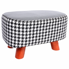 JoySmile체크 패브릭 스툴 낮은 원목 사각 화장대의자 인테리어 쇼파 발받침 풋스툴 현관미니보조의자, 블랙체크, 1개