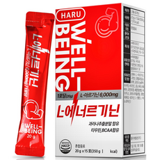 하루웰빙 L-에너르기닌 L아르기닌 6000mg BCAA함유 20g x 15포, 300g, 1개