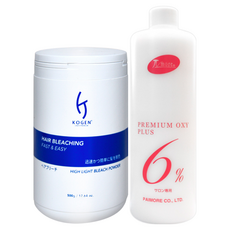 코겐 하이라이트 브리치 파우더 탈색약 500ml + 파이모아 산화제 6% 1000ml, 1개