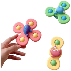 파키즈 흡착 회전 딸랑이 스피너 3종세트 아기 유아 치발기 국민 신생아장난감 아기선물, 고래 친구들