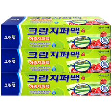 크린랩 이중 지퍼백, 중(M), 20개입, 3개
