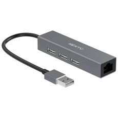 3포트 USB2.0 멀티허브 유선 랜카드 100Mbps 무전원 노트북 스마트폰 PC USB메모리