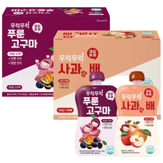 무럭무럭 과일퓨레 알뜰 묶음 (각 1박스), 2박스, 1.5kg, 푸룬고구마 사과랑배