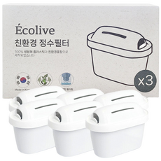 브리타 호환가능 국산 친환경 생분해 에코리브 필터, 6개, 퓨어 알칼리필터