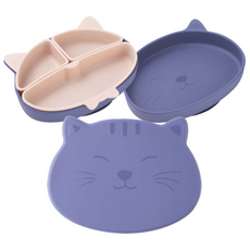 mommy's table 輔食餐盤, 海洋藍(餐盤)+蜜桃粉(間隔盤)+海洋藍(蓋子), 餐盤+間隔盤 3入+蓋子, 1組