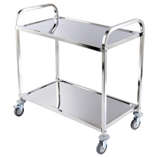 YAPOGI 스테인레스 2단/3단 서빙카트 0.06mm 초경량 강철 100kg 적재 4구 코너 보호 바퀴 쿠팡 로켓로컬 당일발송, 1개