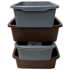 [나코] 플라스틱 설거지통 적층바구니 적층형 수납함 싱크대 설거지통 식당 업소용 사각 주방, 2개, 갈색