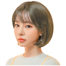 GabalNara 空氣瀏海中長鮑伯頭漸層手工全頂假髮, 卡其棕色, 1個