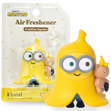 유니버셜 미니언즈 바나나 밥앤팀 피규어 차량용 송풍구형 새차선물 귀여운차량용품 캐릭터 차꾸, 1개, 플로랄