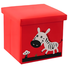 원더파파 접이식 자수 캐릭터 다용도 정리함, 얼룩말 레드, 1개