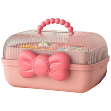 위핏마켓 3단 핑크 헤어핀 정리대 악세사리 보관함 고무줄 정리함, 1개