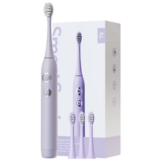 SmartSonic+ T6 음파 전동칫솔 + 칫솔모 4개 이중 모드 아침/저녁 사용, 1개, 자주색