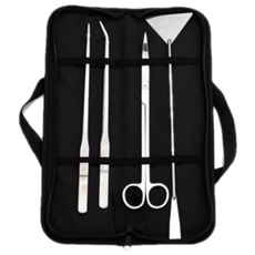 Genowin 水草鑷子剪刀平砂器4件組 銀色 + 收納袋套組, 1套