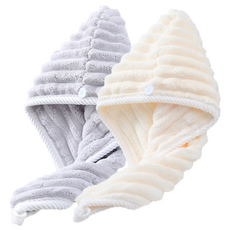 지세 드라이 헤어타월 63 x 43 cm, 1세트, 아이보리 + 그레이