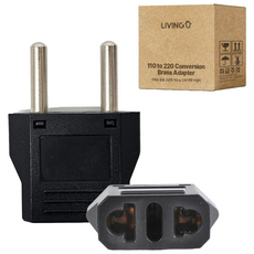 리빙유 고급형 황동 110v to 220V 여행용 돼지코 플러그 콘센트 어댑터, 2개
