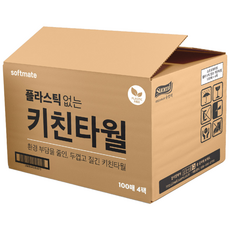 순둥이 소프트메이트 플라스틱 없는 키친타월 업소용 벌크 400매 /다용도 주방타올 행주 청소, 1박스