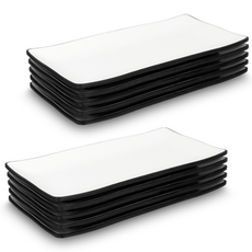 키친왕 업소용 멜라민 직사각접시, 10개, 화이트블랙