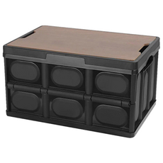 오토핏 접이식 우드 수납함 폴딩박스 리빙박스 대용량 차박 수납박스 트렁크 정리함, 우드블랙