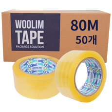 우림 박스테이프 투명 80M 택배 OPP 포장용 투명테이프 L50 더블경포장, 50개