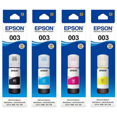 엡손 003 검정 잉크 (T00V100) EPSON 003 정품 잉크 호환 제품 L1110 L3100 L3110 L3150 L5190 L3106 L3200 L3210 L11050, 1개, Epson 003 [ 4 colors/ 멀티팩 잉크 ]