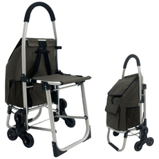 [나아가] 접이식 의자 쇼핑 카트, 그레이, 1개