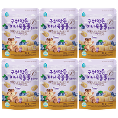 홈앤키즈 구워만든 미니곡물롤 블루베리 80g, 블루베리맛, 6개