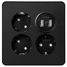 CHEIL ELECTRIC Industry The Art Plus 金屬黑色 USB 插座 2 端口 3, 1個