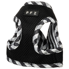 PFI 狗狗網眼格紋H型胸背帶, 黑色