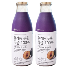 유기농 푸룬주스 물섞이지않은 NFC 100% 착즙원액, 2개, 1L