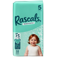 Rascals 優質棉柔舒適黏貼型尿布, 第5階段, 32片