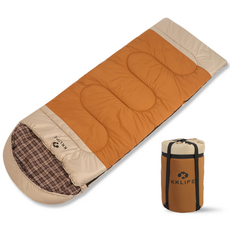 크크라이프 사계절 머미형 캠핑 침낭 220x80cm 2100g, 연베이지, 1개