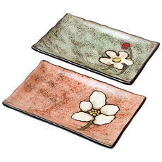 로얄에식스 소담 생선접시 핑크 그린 세트, 1세트, 접시 2종, 혼합색상