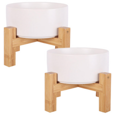 DING DONG PET 寵物時尚大理石陶瓷餐具 雙層高級款 S, 白色, 2個