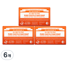 닥터브로너스 티트리 퓨어 캐스틸 바 솝, 140g, 6개