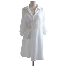 햅번홀리데이 롱 셔츠 로브 긴팔 여름 비키니 비치 커버업, 화이트