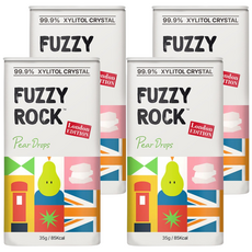 Fuzzy Rock 木糖醇水晶糖 水梨口味, 4罐, 35g
