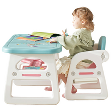 베네베네 헬로 베어 유아 책상 + 의자 세트 1인용, 라이트그린