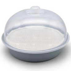 RERI 전자레인지 찜기 자취필수템 만두계란찜 스팀찜기 호빵찜기 다용도 원형 만능찜기, 그레이, 1개